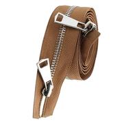 LKXHarleya Cremallera metálica Abierta de 20 cm y Doble cursor para Bolsos, Accesorios de Costura, marrón y Plateado.