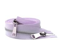 LKXHarleya Cremallera metálica Abierta de 20 cm y Doble cursor para Bolsos, Accesorios de Costura, púrpura y Plateado.