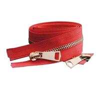 LKXHarleya Cremallera metálica Abierta de 20 cm y Doble cursor para Bolsos, Accesorios de Costura, Rojo y Dorado.