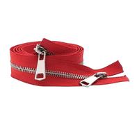 LKXHarleya Cremallera metálica Abierta de 20 cm y Doble cursor para Bolsos, Accesorios de Costura, Rojo y Plateado.