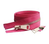 LKXHarleya Cremallera metálica Abierta de 20 cm y Doble cursor para Bolsos, Accesorios de Costura, Rosa y Dorado.