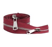 LKXHarleya Cremallera metálica Abierta de 20 cm y Doble cursor para Bolsos, Accesorios de Costura, Vino Tinto y Plateado.