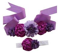 LKXHarleya Moda Para Mujer De Seda De SatéN Sash CinturóN De Flores CinturóN Para La Boda Nupcial Retro Rosa Perla Maternidad Sash Diadema
