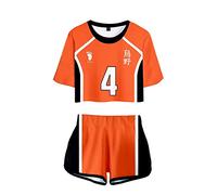 LKY STAR Anime Haikyuu Cosplay Karasuno High School Voleibol Club Camiseta Pantalones Cortos del Verano Chándal De 2 Unidades Trajes