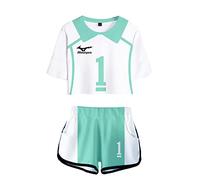 LKY STAR Anime Haikyuu Cosplay Karasuno High School Voleibol Club Camiseta Pantalones Cortos del Verano Chándal De 2 Unidades Trajes