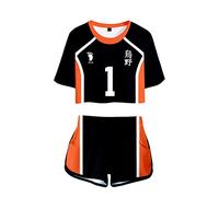 LKY STAR Anime Haikyuu Cosplay Karasuno High School Voleibol Club Camiseta Pantalones Cortos del Verano Chándal De 2 Unidades Trajes