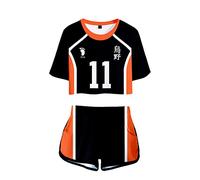 LKY STAR Anime Haikyuu Cosplay Karasuno High School Voleibol Club Camiseta Pantalones Cortos del Verano Chándal De 2 Unidades Trajes