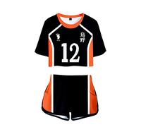 LKY STAR Anime Haikyuu Cosplay Karasuno High School Voleibol Club Camiseta Pantalones Cortos del Verano Chándal De 2 Unidades Trajes