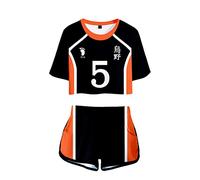 LKY STAR Anime Haikyuu Cosplay Karasuno High School Voleibol Club Camiseta Pantalones Cortos del Verano Chándal De 2 Unidades Trajes