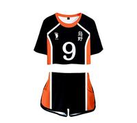 LKY STAR Anime Haikyuu Cosplay Karasuno Voleibol Club Camiseta Pantalones Cortos del Verano Chándal De 2 Unidades Trajes