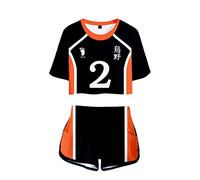 LKY STAR Anime Haikyuu Cosplay Karasuno Voleibol Club Camiseta Pantalones Cortos del Verano Chándal De 2 Unidades Trajes