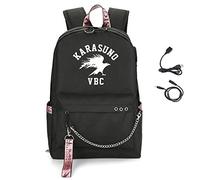 LKY STAR Anime Haikyuu Mochila Casual Mochila Personalidad Bolsos Escolares Casual Daypacks con Puerto de Carga USB para Unisex