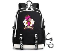 LKY STAR Anime Hazbin Hotel Mochilas Tipo Casual Hombre Mujer Charlie Morningstar Vaggie Backpack on Puerto de Carga USB y Conector para Auriculares