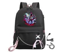 LKY STAR Anime Hazbin Hotel para Mochilas Estudiantes,Niñas Backpack Escolar para Alumnos de Primaria,22L,Oxford Impermeable Unisex con USB College Pack