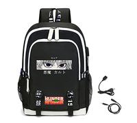 LKY STAR Anime Hisoka Mochilas Tipo Casual Hombre Mujer Hunter X Hunter Backpack on Puerto de Carga USB y Conector para Auriculares