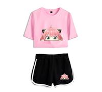 LKY STAR Anime Spy Family Camisetas y Pantalones Cortos Deportivos Sets Cosplay Anya Loid Yor Forger Conjuntos de Top y Pantalones para Mujer Niña