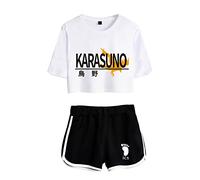 LKY STAR Haikyuu!! Mujer Conjuntos de Top y Pantalones Cortos Anime Cosplay T-Shirt Karasuno High School Camiseta para Niña XXS-XXL