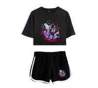 LKY STAR Mujer Niña Camisetas y Pantalones Cortos Deportivos Sets Hazbin Hotel Merch Charlie Morningstar Vaggie Casual Conjuntos de Top y Pantalones Verano Streetwear 2p