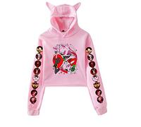 LKY STAR Mujer Niña Sudadera con Capucha Hazbin Hotel Sweatshirt Cosplay Charlie/Vaggie/Angel Dust Hoodies con Orejas de Gato