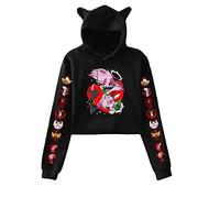 LKY STAR Mujer Niña Sudadera con Capucha Hazbin Hotel Sweatshirt Cosplay Charlie/Vaggie/Angel Dust Hoodies con Orejas de Gato