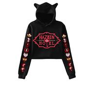 LKY STAR Mujer Niña Sudadera con Capucha Hazbin Hotel Sweatshirt Cosplay Charlie/Vaggie/Angel Dust Hoodies con Orejas de Gato
