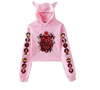 LKY STAR Mujer Niña Sudadera con Capucha Hazbin Hotel Sweatshirt Cosplay Charlie/Vaggie/Angel Dust Hoodies con Orejas de Gato