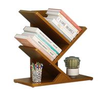 LKYLGYU Estantería de árbol de 2/4/6/8/10 niveles para CD/películas/libros, estantería pequeña para espacios pequeños, estantes organizadores de almacenamiento de libros (2 niveles)