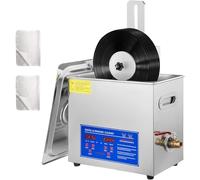 LKYLGYU Limpiador ultrasónico de Discos de Vinilo de 6,5 L, Lavadora de Acero Inoxidable de 180 W con Rejilla de Secado Ajustable para Joyas, Gafas y Relojes.