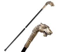 LKYLVEE Bastón de Lobo, Bastón Vintage para Hombre, Bastones Elegantes con Cabeza de Lobo de Metal, Bastones de Cosplay para Hombres y Mujeres,Bronce,91cm
