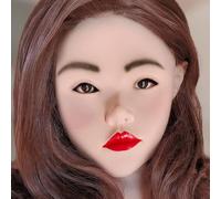 LKYLVEE Máscara de Cabeza de Látex Suave Realista para Crossdresser, Casco Facial Hecho a Mano para Adultos, Disfraz de Mascarada, Transgénero y Halloween,Female,22cm