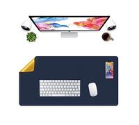 LL-COEUR Dos Cara Cuero Alfombrilla de Ratón Impermeable Escritorio Pad Oficina Desk Mat (800 x 400 x 2 mm, Azul + Amarillo)