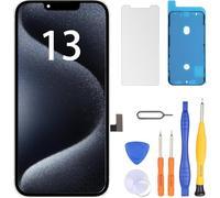 LL TRADER Pantalla de repuesto para iPhone 13 de 6.1 pulgadas, pantalla LCD Retina FHD, digitalizador de pantalla táctil COF con kits de herramientas de reparación, cinta impermeable, protector de