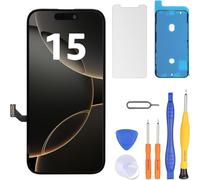 LL TRADER - Pantalla LCD para iPhone 15 de 6,1" Reemplazo FHD con digitalizador táctil 3D, marco de montaje y kit de reparación U01