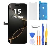 LL TRADER Pantalla para iPhone 15 Pro Max LCD de 6,7 pulgadas, pantalla de repuesto FHD, pantalla táctil 3D, digitalizador táctil, marco de montaje y kits de reparación 20251