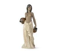 LLADRÓ Figura Aguadora con Dos Cántaros. Figura Mujer Desnuda de Porcelana.