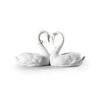 LLADRÓ Figura Cisnes Corazón Blanco. Figura Cisne de Porcelana.