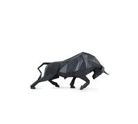 LLADRÓ Figura de PorcelanaToro Negro Mate de Colección Origami. Porcelana. Escultura Geométrica de Diseño Contemporáneo de un Toro Bravo