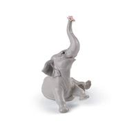 LLADRÓ Figura Elefante Bebé con Flor Rosa. Figura Elefante de Porcelana.