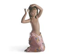 LLADRÓ Figura Niña Flor del Trópico. Figura Hawaiana de Porcelana.
