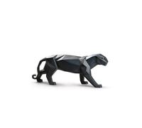 LLADRÓ Figura Pantera. Negro Mate. Figura Pantera de Porcelana.