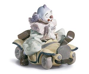 LLADRÓ Figura Payaso Autos Locos. Figura Payaso de Porcelana.