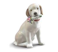 LLADRÓ Figura Perro Este Ramo Es para Ti. Figura Perro de Porcelana.