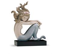 LLADRÓ Figura Sirena con Brazos En Rodillas. Figura Sirena de Porcelana.