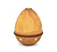 LLADRÓ Litofanía de Navidad Nacimiento de Porcelana Blanca Mate. Litofania Navideña con Grabado del Nacimiento del Niño Jesús en Porcelana.