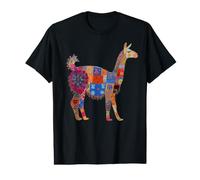 Llama Alpaca Floral Flores Coloridas Perú Recuerdo Peruano Camiseta gráfica económica