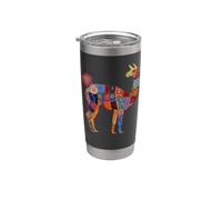 Llama Alpaca Floral Flores Coloridas Perú Recuerdo Peruano Vaso térmico de acero inoxidable de doble pared