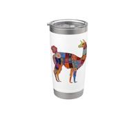 Llama Alpaca Floral Flores Coloridas Perú Recuerdo Peruano Vaso térmico de acero inoxidable de doble pared