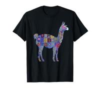 Llama Alpaca Floral Flores Perú Recuerdo Peruano Camiseta