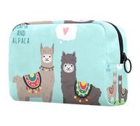 Llama and Alpaca in Love - Neceser de viaje para mujer, bolsa organizadora de maquillaje grande con cremallera, multicolor, 18.5x7.5x13cm/7.3x3x5.1in, Neceser