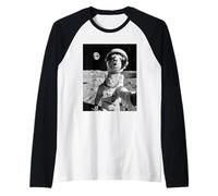 Llama Astronauta Selfie En La Luna Llamas Divertidas Amante Camiseta Manga Raglan